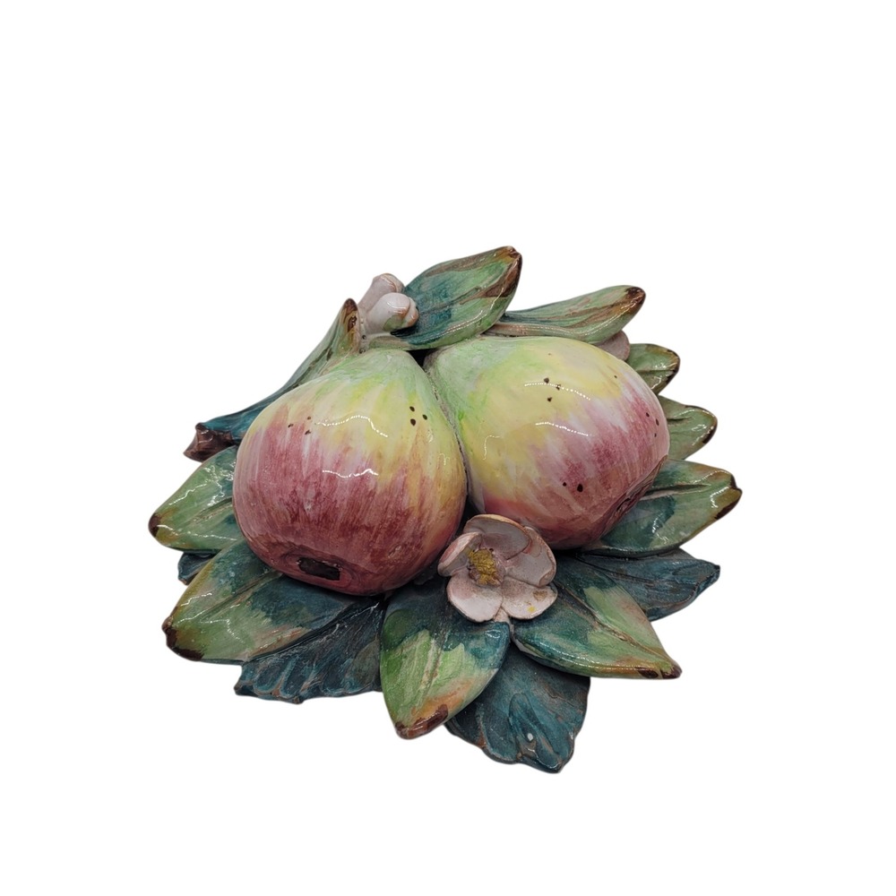 Ceramiche Perconte Sciacca Italy Ceramic Figs Fruit Wall Plaque 3D Decor‎